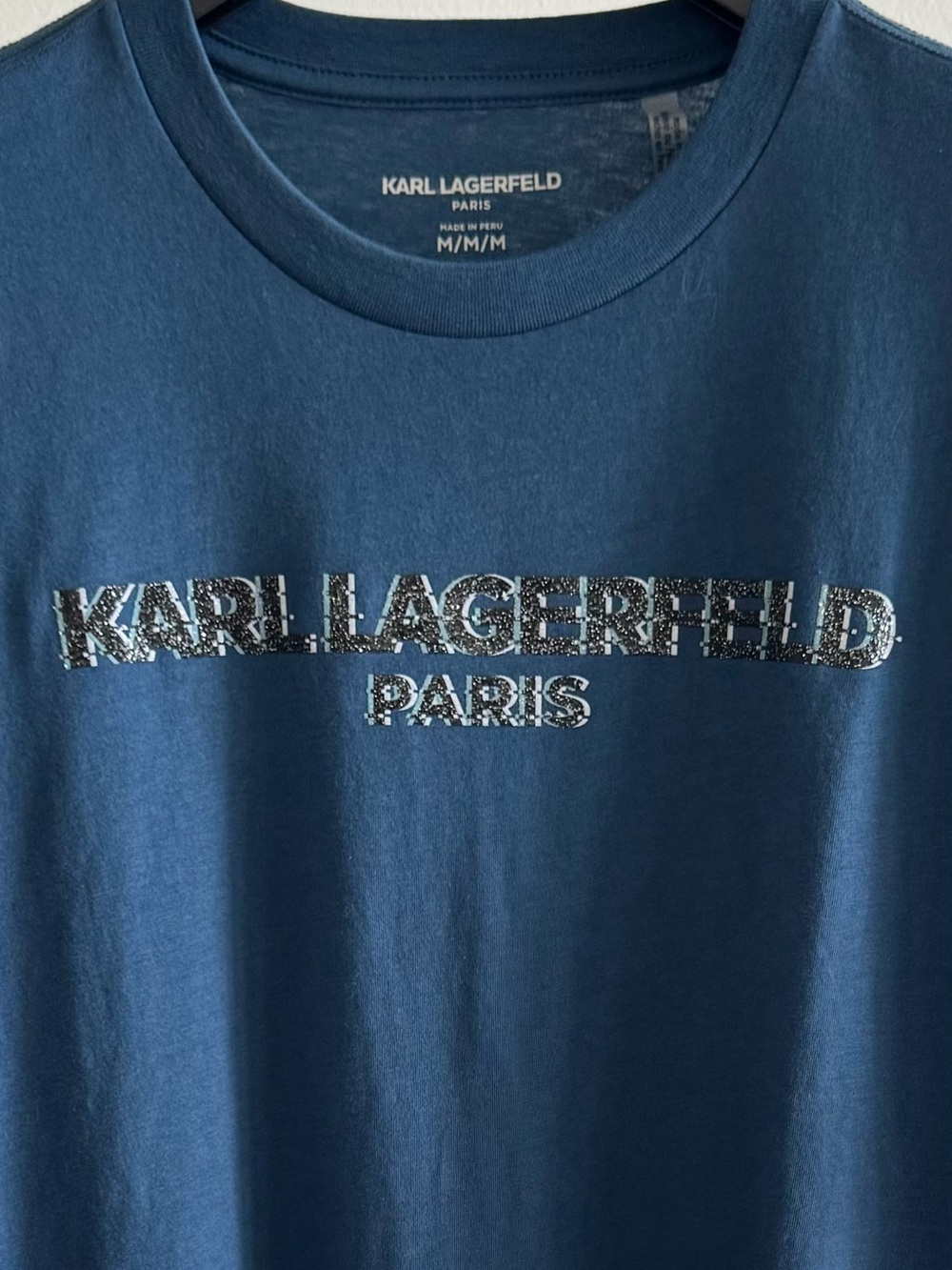 Karl Lagerfeld Navy Blue Cotton Tee with Subtle Logo